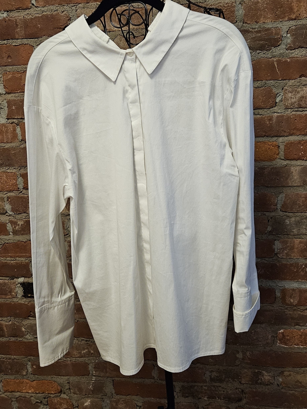 Halogen White Collared Button-Front Blouse With Neck Tie